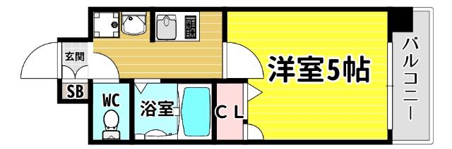 エスリード南堀江リバーサイド(1K/8階)の間取り写真