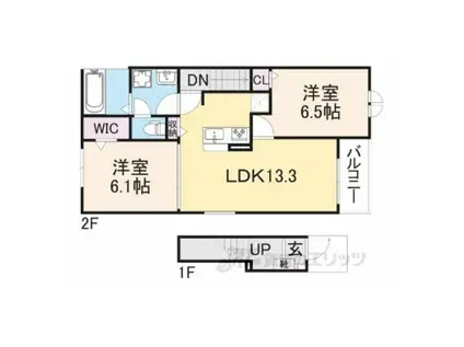 クレール丹波2(2LDK/2階)の間取り写真