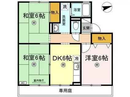 サリネージュ山手 E/F棟 E棟(3DK/1階)の間取り写真