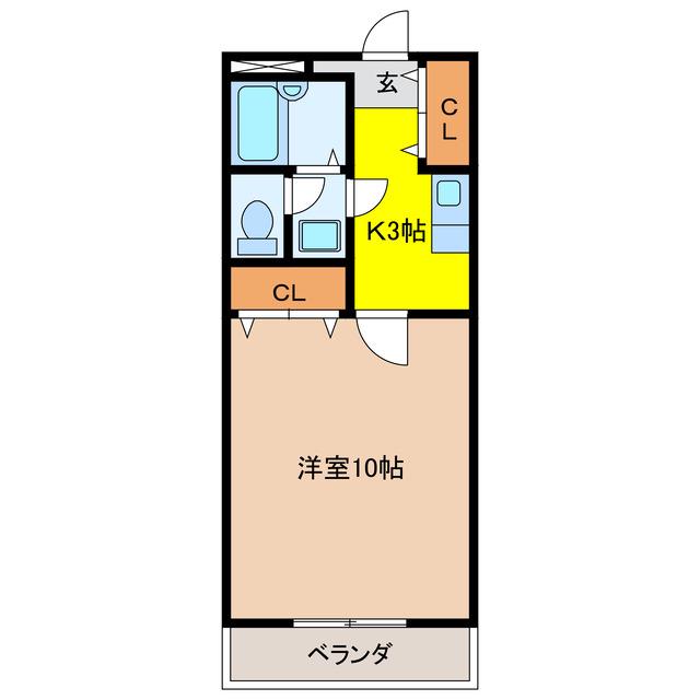 MITAKAマンション笠木(1K/6階)の間取り写真