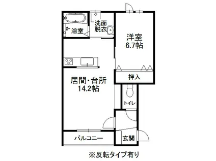 スピカI(1LDK/1階)の間取り写真