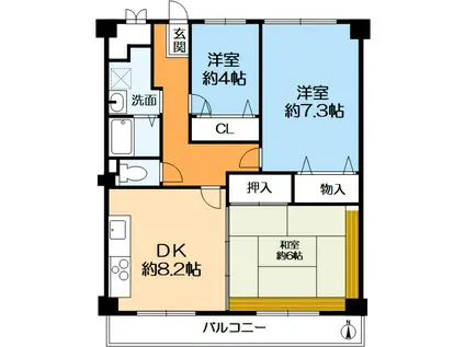 伊丹駅前ファミリーハイツ(3DK/5階)の間取り写真