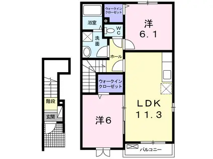 サンリット・スクエアB(2LDK/2階)の間取り写真