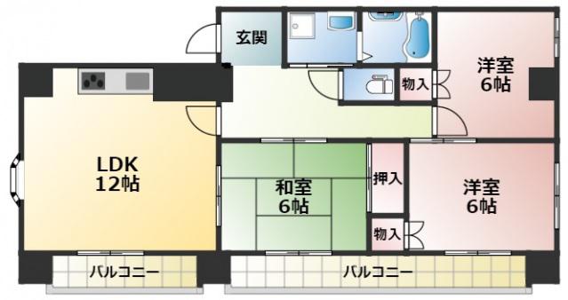 グランメール(3LDK/4階)の間取り写真