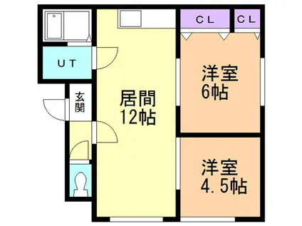アメニティパークノボリベツ(2LDK/2階)の間取り写真