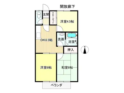 サニークレスト(3DK/2階)の間取り写真