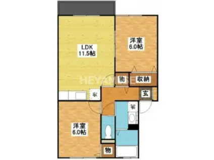 グリーンコート長与II(2LDK/2階)の間取り写真