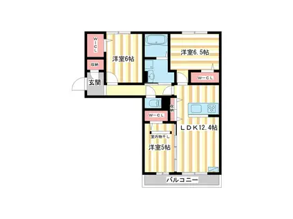 萩I・A棟(3LDK/2階)の間取り写真