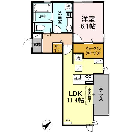 D-ROOMエル・セントロ(1LDK/3階)の間取り写真