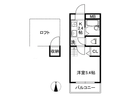 インターファーストビル(1K/2階)の間取り写真