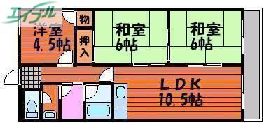 ローレルコート福島(3LDK/2階)の間取り写真