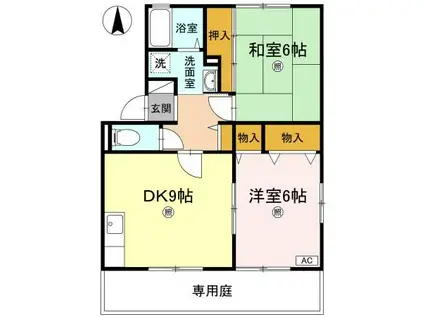 エピナールD(2DK/1階)の間取り写真