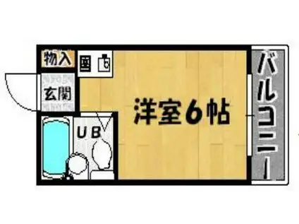 スカイコート(ワンルーム/4階)の間取り写真