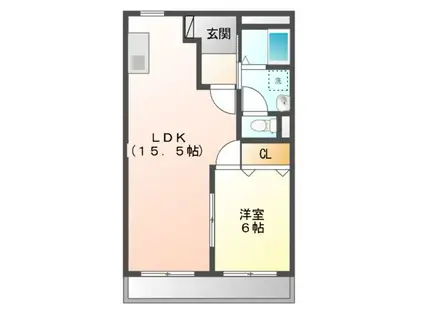 アズールN(1LDK/1階)の間取り写真