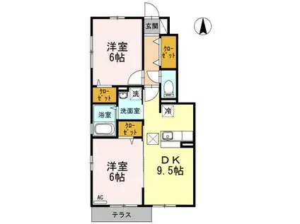 エクセレント宮前 A(2DK/1階)の間取り写真