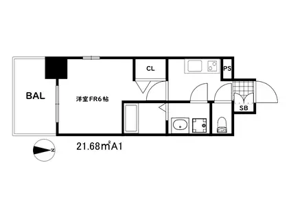 エスリード神戸兵庫駅ミッドポート(1K/8階)の間取り写真