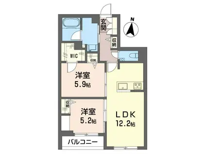 ブラン ノワール(2LDK/3階)の間取り写真
