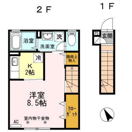 メゾンMY(1K/2階)の間取り写真