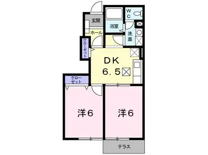 グローリア青崎(2DK/1階)の間取り写真