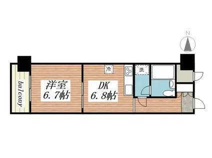 朝日プラザ柏木II(1DK/6階)の間取り写真