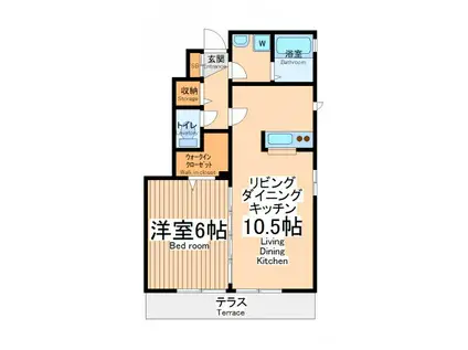 レセンテスパシオB棟(1LDK/1階)の間取り写真