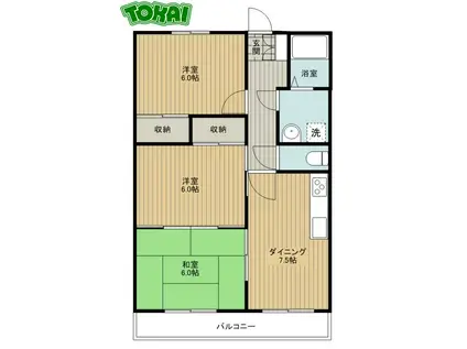 ラフィネ・ドミール(3DK/1階)の間取り写真