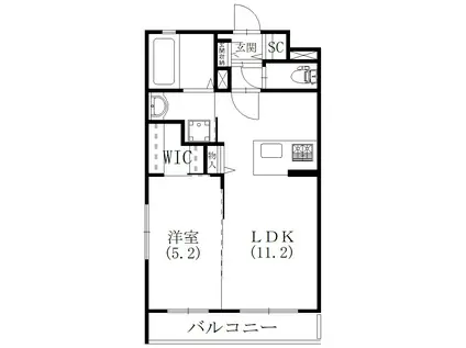 オランジュリー(1LDK/4階)の間取り写真