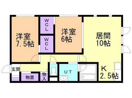 OPUS室蘭(2LDK/1階)の間取り写真