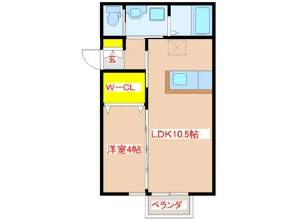 LA PACEII(1LDK/1階)の間取り写真