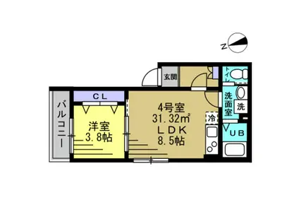 A&65287S CREST(1LDK/1階)の間取り写真