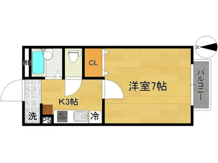 レジデンス川平(1K/1階)の間取り写真