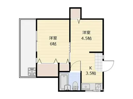 島田マンション(2K/2階)の間取り写真