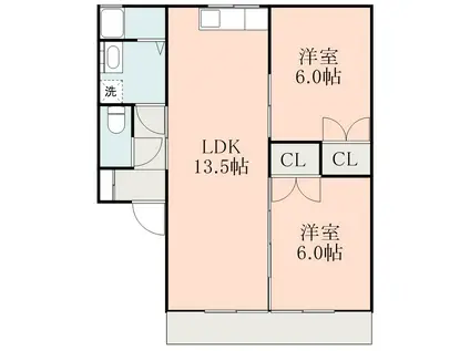 セジュールまるめ(2LDK/1階)の間取り写真