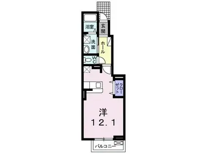 デイジーヒルズII(ワンルーム/1階)の間取り写真