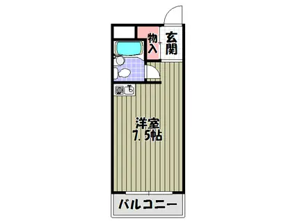 ドムス千代田(ワンルーム/1階)の間取り写真