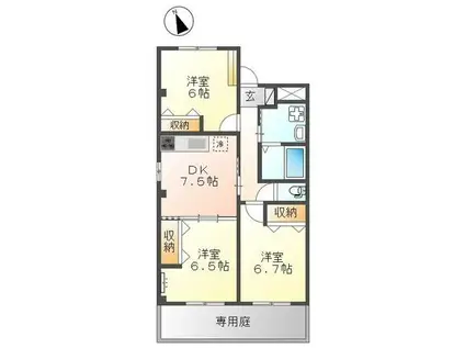 ファビュラス(3DK/1階)の間取り写真