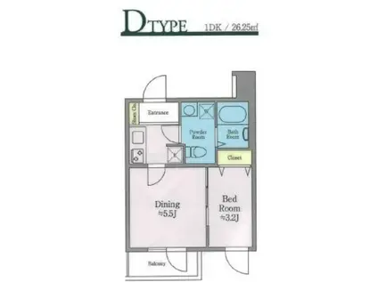 コルティーレ上北沢(1DK/3階)の間取り写真