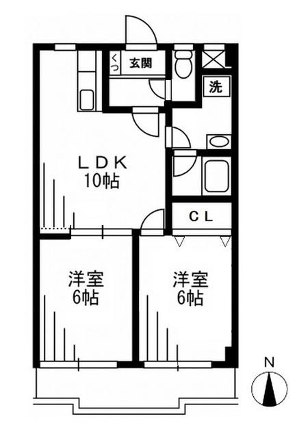 クリエールTM(2LDK/1階)の間取り写真