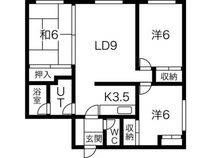 メゾンにれの樹(3DK/1階)の間取り写真