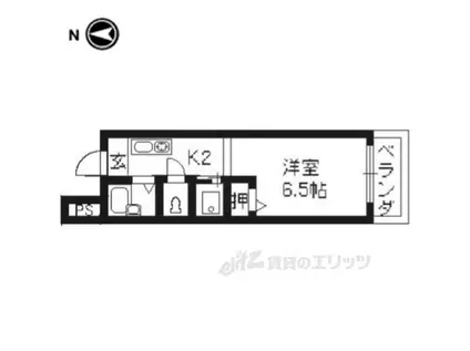 ヴィラ北大路(1K/2階)の間取り写真