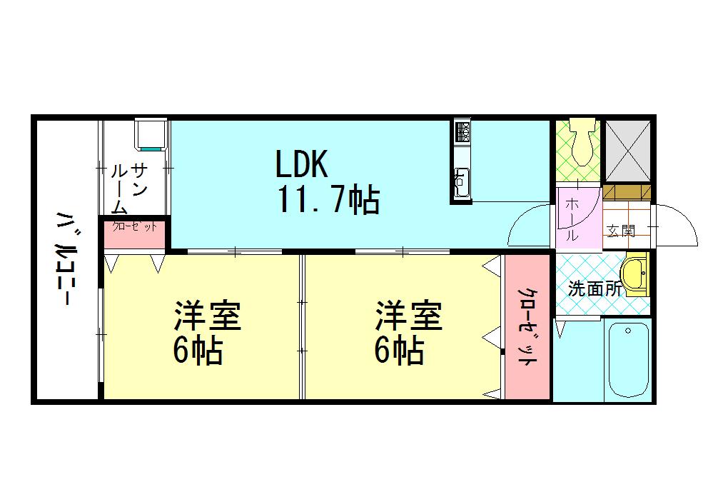 シルバンブリーズ(2LDK/3階)の間取り写真