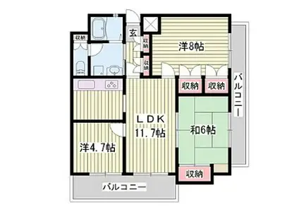 ロワイヤル安室(3LDK/6階)の間取り写真
