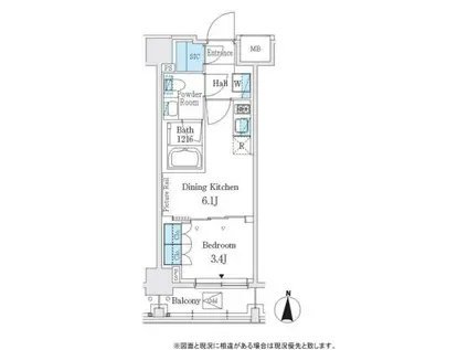 ジェイグランコート品川西大井イースト(1DK/5階)の間取り写真