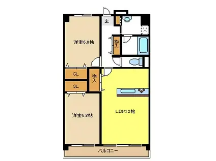 アソシア一社II(2LDK/3階)の間取り写真