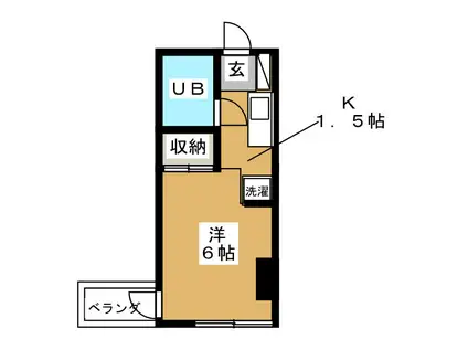 フラット末吉(ワンルーム/3階)の間取り写真