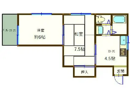 コミュニティ平野(2DK/2階)の間取り写真