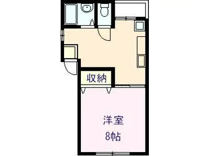 ハイツベルフロール A棟(1DK/2階)の間取り写真