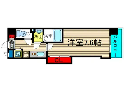 ラグゼ難波西II(1K/7階)の間取り写真