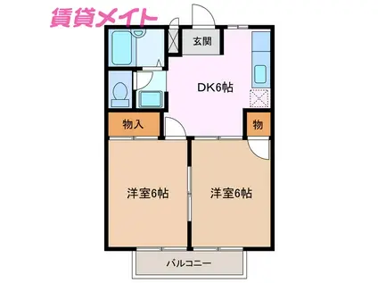 シティハイツM(2DK/2階)の間取り写真