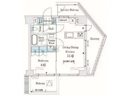 市谷仲之町ビューアパートメント(1LDK/11階)の間取り写真